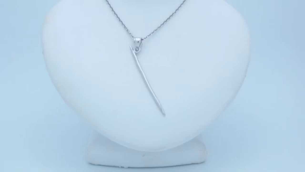 Rhodium-Plated 925 Sterling Silver 3-D Toothpick Pendant - AZ6939SSDZ