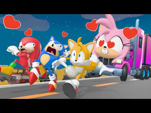 SONIC and TAILS & KNUCKLES vs AMY ROSE TRUCK LOVE CURSE Challenge (Sonic the Hedgehog 4 Animation)