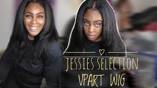 JESSIES SELECTION KINKY STRAIGHT V PART WIG .thin layer left out ! #jessieswig  #jessiesselection