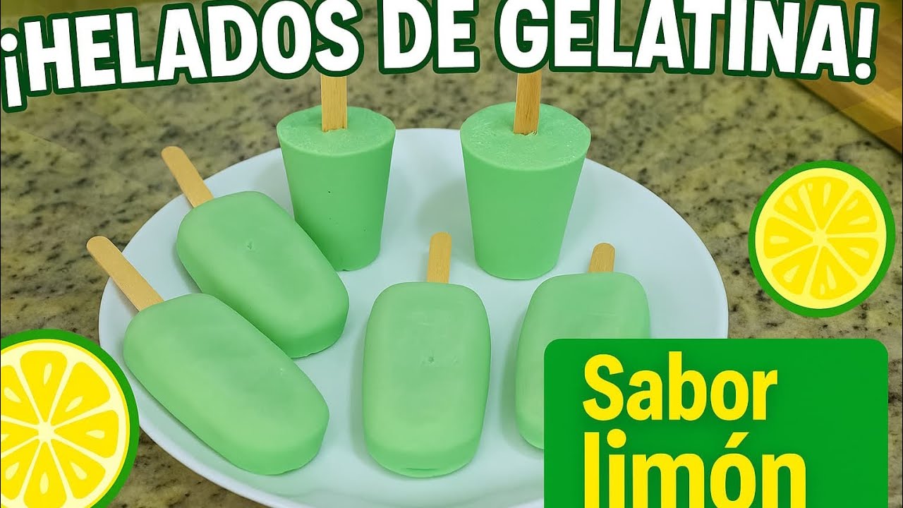 Deliciosos Helados caseros cremosos de Gelatina sabor Limón
