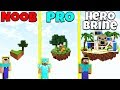 Minecraft Battle: NOOB vs PRO vs HEROBRINE: SECRET SKY ISLAND BUILD CHALLENGE / Animation