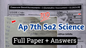 Ap 7th class general science Sa2 💯real question paper 2024|7th Science CBA-3 Sa2 real Paper 2024
