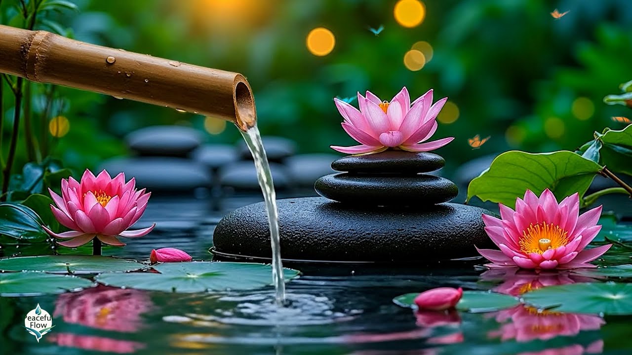 Relaxing Sleep Music with Bamboo Water Sound🌿Deep Sleep, Meditation Music, Stress Relief, Spa & Yoga