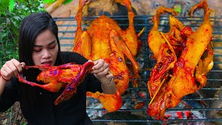 Primitive Girl Cooking Duck With Watermelon Juice Eating So Yummy -