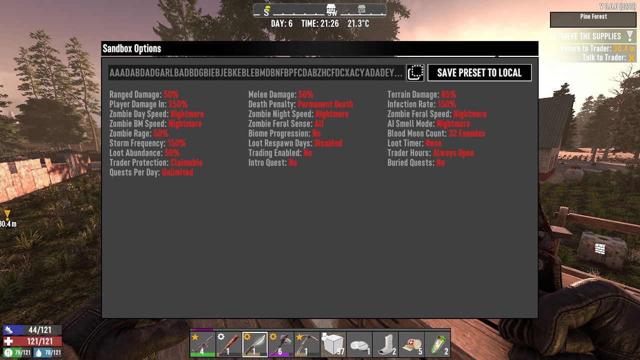 7 Days to Die 3.0 -  Bite Club - Permadeath Nightmare Insane Feral Sense - Part 4