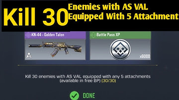 Kill 30 Enemies With As Val Equipped withb any 5 Attachment || Cod Mobile As Val kill 30 enemies