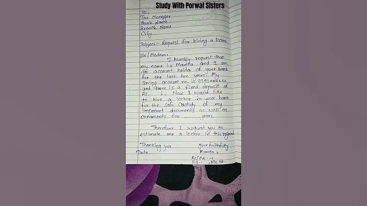 How To Write A Letter To Bank Manager For Locker | Bank Locker Application In English | #shorts