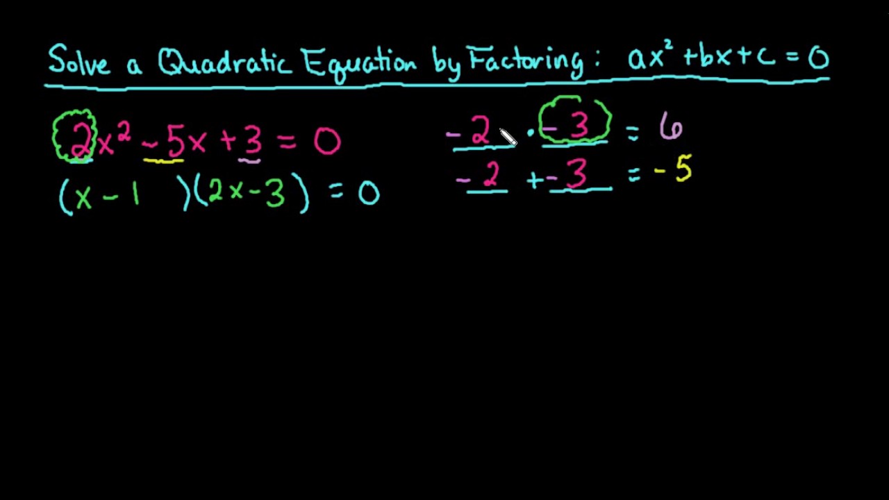 Solving Quadratic Equations By Factoring Ax 2 Bx C 0 Youtube