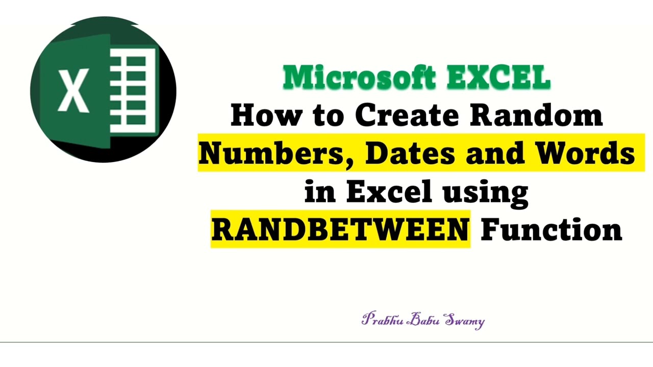 How To Create Random Dates Numbers And Words In Excel Using How To Create Random Dates Numbers And Words In Excel Using