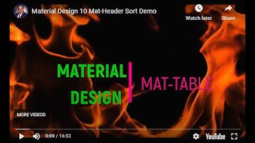 Material Design 10 MAT-TABLE Basic Demo Overview