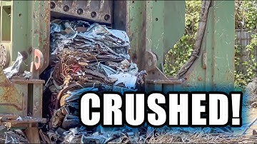 Big Pile of Metal JUNK being CRUSHED out of the METAL BALER! #scrapmetal #foryou #asmr #fyp #uk