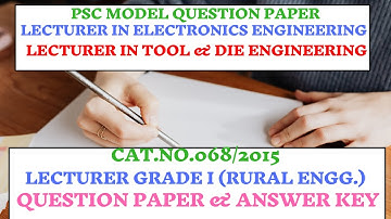 Answer Key & Question Paper of Cat. No. 068/2015 PSC Lecturer Grade I (Rural Engineering) (19.12.20)