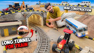 I constructed a Mini Long tunnel for Rc Train 🚂 Rc Tractor builds a tunnel with Mini bricks 🧱 
