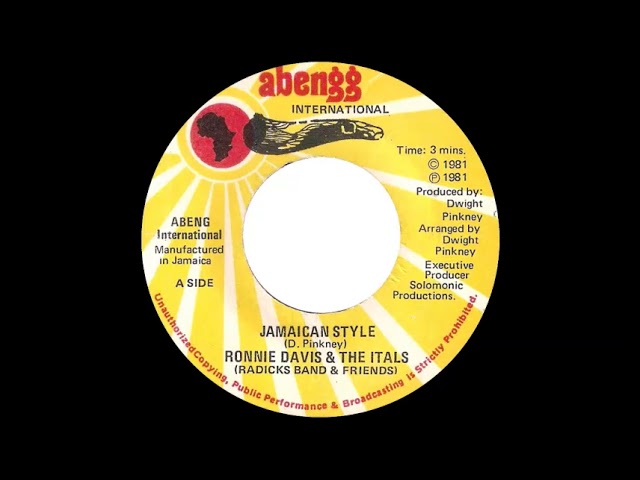 Ronnie Davis & The Itals - Jamaican Style - YouTube