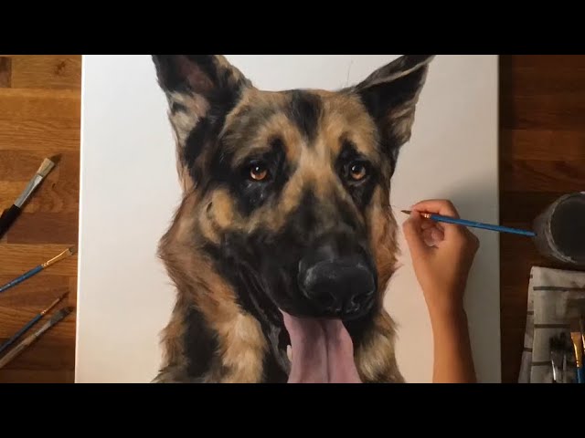 painting german shepherd dog