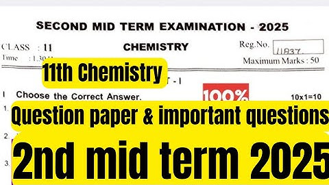 11th Chemistry question paper & important questions-2nd mid term 2025