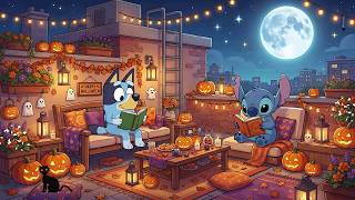 Bluey & Stitch Halloween School Rooftop 🎃 Calm Lofi Music for Classroom & Focus 🌙 Peaceful Study