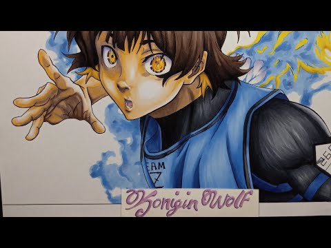 Bravery Courageous Bachira Meguru Blue Lock Anime Retro Drawing by