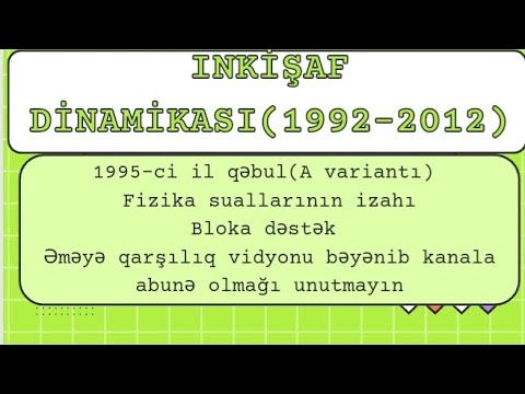 Inkişaf dinamikası(1992-2012)1995-ci il qəbul imtahanı A variantı Fizika suallarının izahı