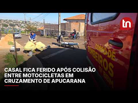 Casal fica ferido após colisão entre motocicletas em cruzamento de Apucarana