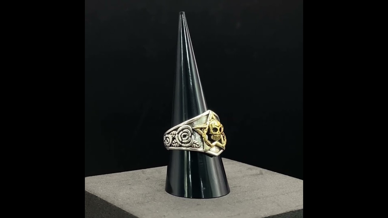 Punk Skull Rose Ring: Gothic Halloween Decor Jewelry