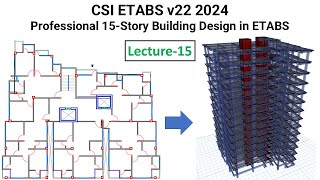 15. CSI ETABS v22 2024: 15-Story Building Design in ETABS - Define Grid System as per Autocad Plan