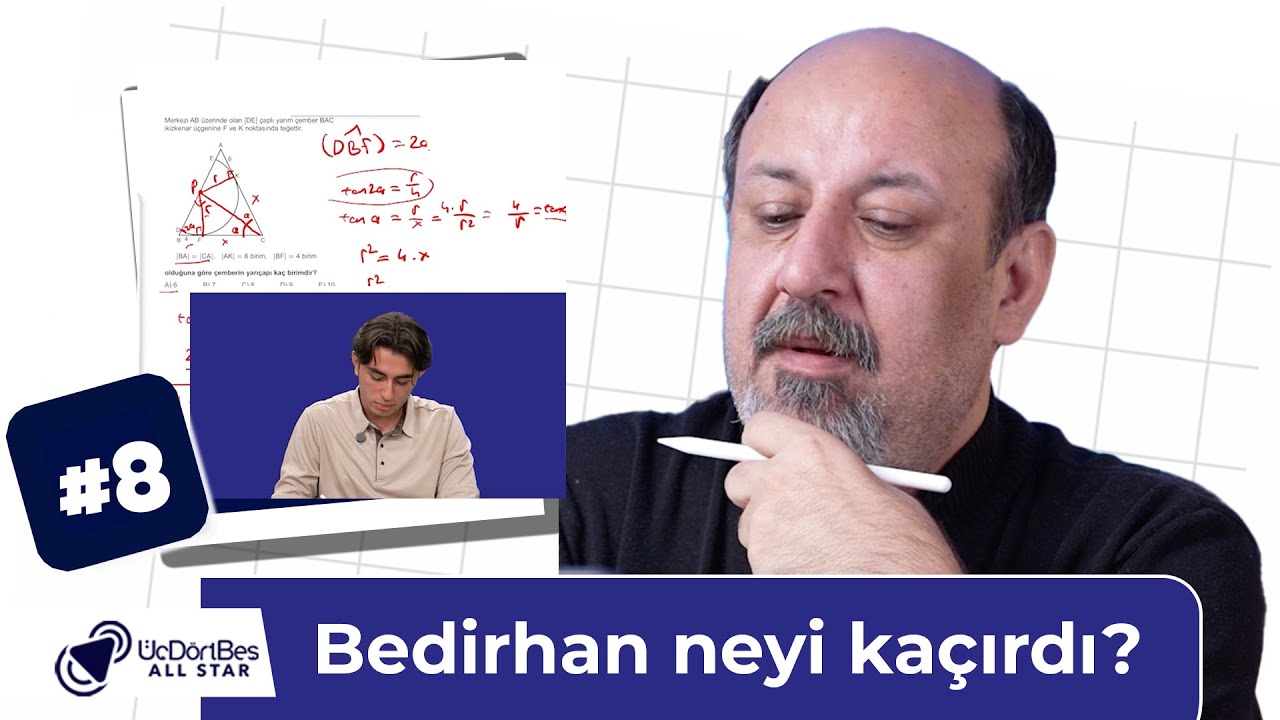Mustafa Yağcı Geometri Soru Çözümünü Yorumlayıp Çözüyor #üçdörtbeşallstar
