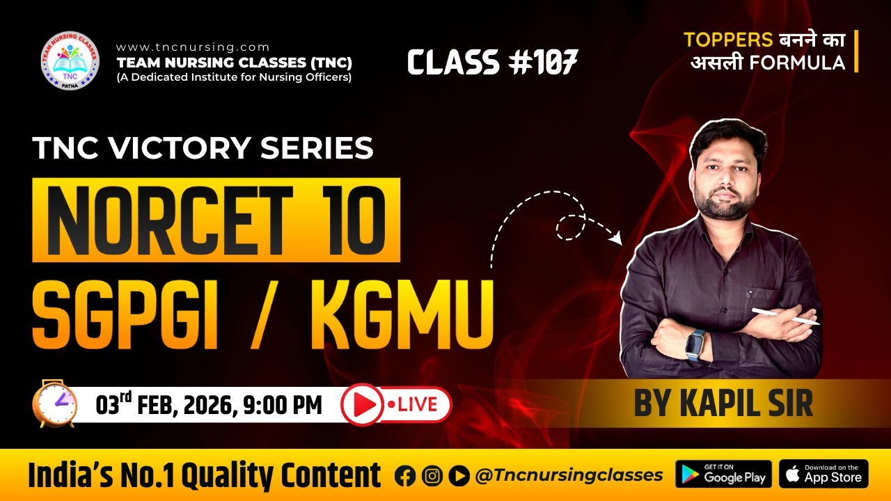 TNC VICTORY Series # 107 Norcet, SGPGI || By TNC Kapil Sir || Quality Content Guarantee! #tncnursing