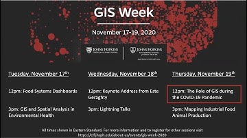 Center for a Livable Future GIS Week–Day3–Session 1: The Role of GIS during the COVID-19 Pandemic