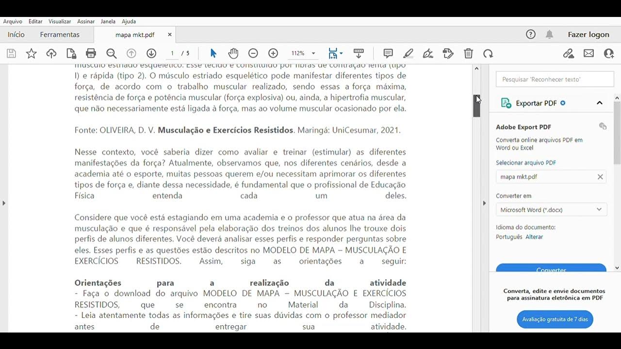 Ficha de Treinamento de Musculação 2.0 para impressão arquivo Word