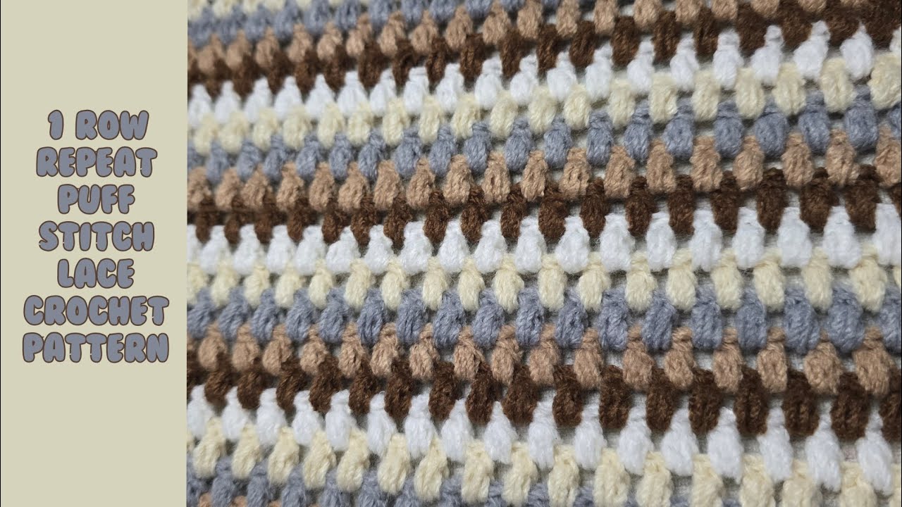 1 Row Repeat Puff Stitch Lace Crochet Pattern | Crochet Stitches ...