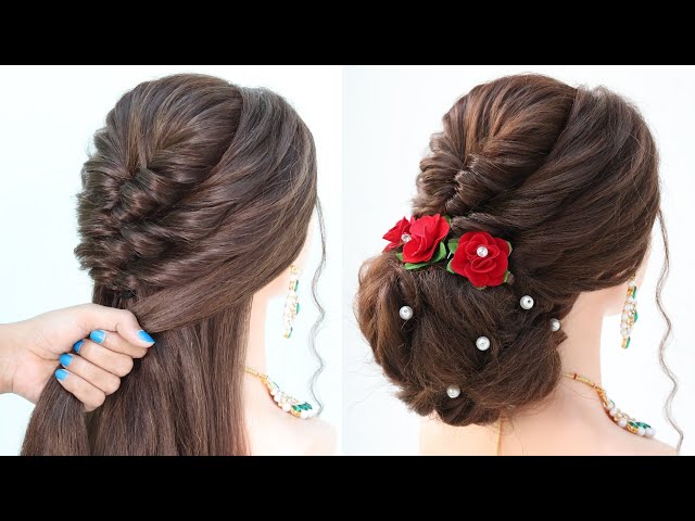 PERFECT MESSY BUN hairstyles for Saree/lehenga || easy wedding hairstyle  tutorial || hair hacks - YouTube