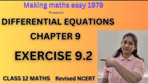 Differential Equations |Exercise 9.2 |Chapter 9 Class 12 Maths | Revised NCERT|Making maths easy1979