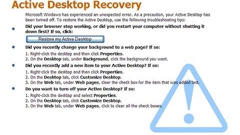 XP will not Restore my Active Desktop