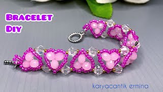 how to make a simple and easy bracelet // Heart shaped bead bracelet Tutorial