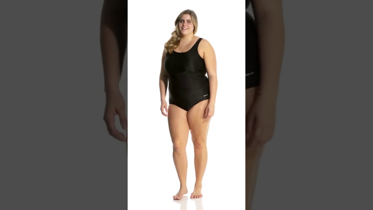 Sporti Plus Size Polyester Moderate Solid Fitness One Piece Swimsuit