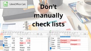 How to compare lists between two files in LibreOffice Calc