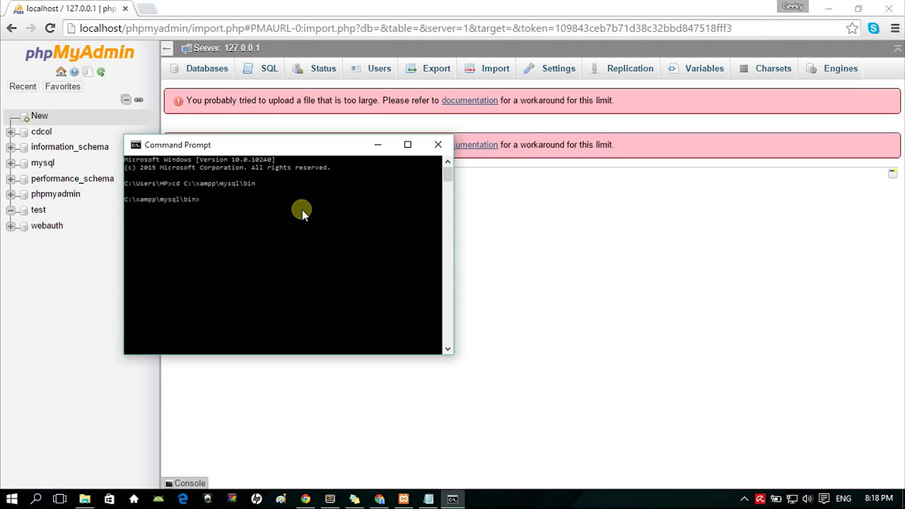 เปลี่ยน password phpmyadmin xampp  Update  XAMPP phpMyAdmin: Importing of Large SQL files to database
