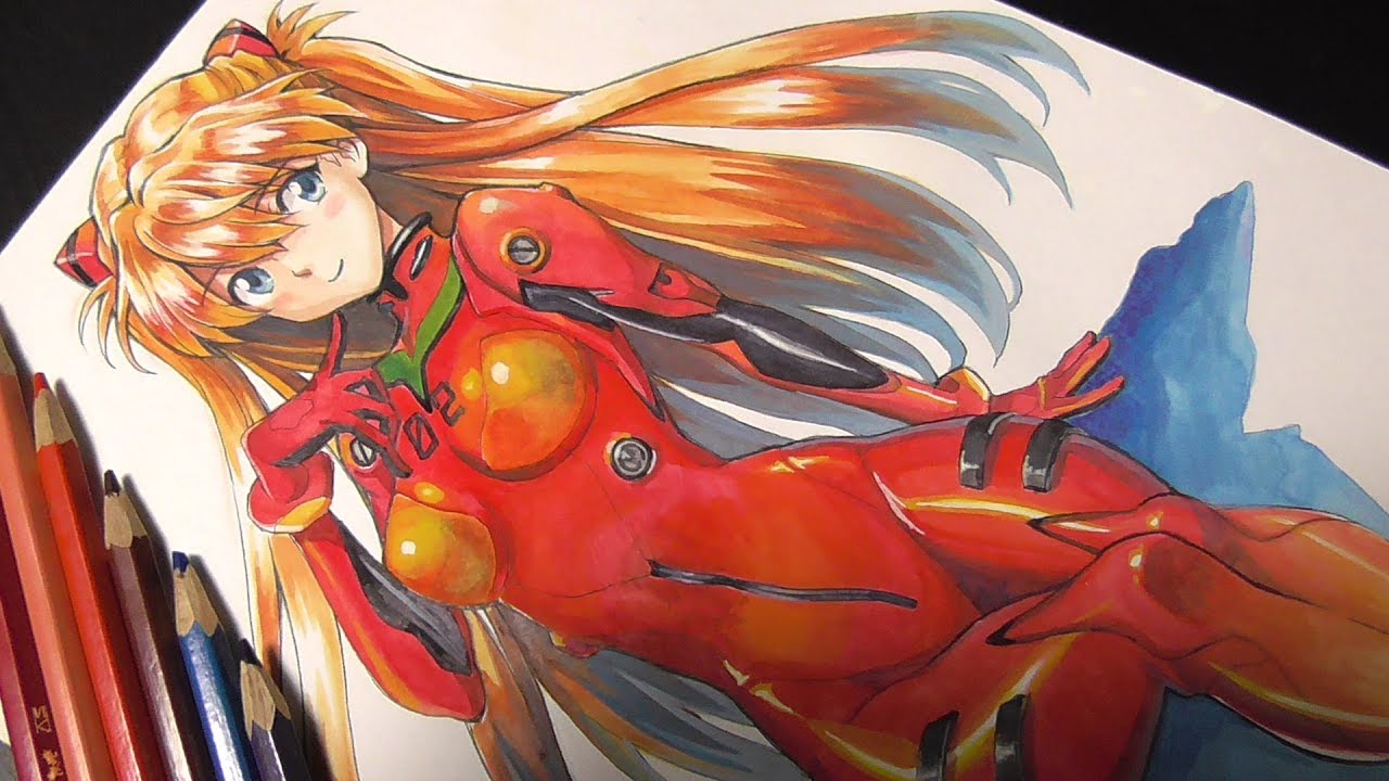 Drawing Asuka Langley アスカ ラングレー描いてみた アナログ水彩イラストメイキング Youtube