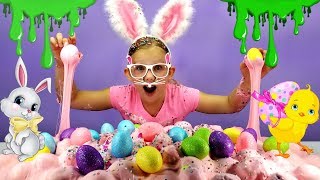 GIANT SUPER FLUFFY EASTER EGG SLIME! Making 1 Gallon Of Super Fluffy Easter Egg Slime!