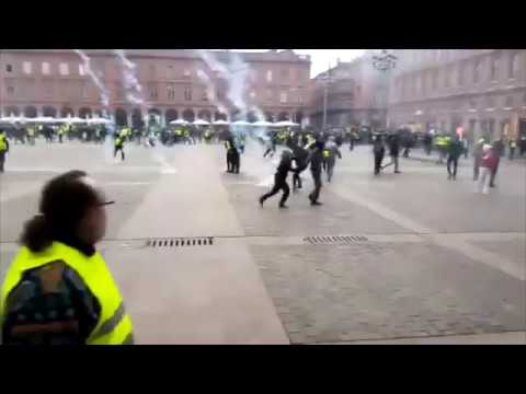 caen france 12 /1/ 19 helicopter firing tear gas?? on gilet jaune