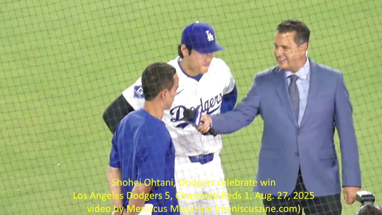 Shohei Ohtani (大谷翔平), Dodgers celebrate win against Reds, Aug