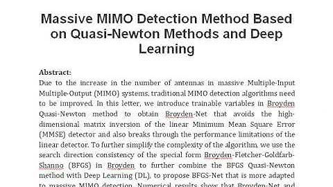 Massive MIMO Detection Method Based on Quasi Newton Methods and Deep Learning