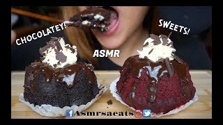 Asmr chocolate and red velvet lava cake (soft eating sounds) no
talking | s.a eats