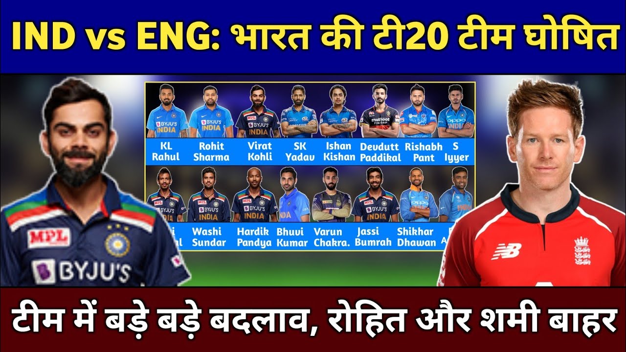 Ind Vs Eng 2021 Team India T20 Squad For England Series 2021 Ind Vs Eng 2021 T20 Squad Youtube