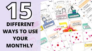 15 DIFFERENT WAYS TO USE YOUR THE MONTHLY IN YOUR PLANNER | HAPPY PLANNER