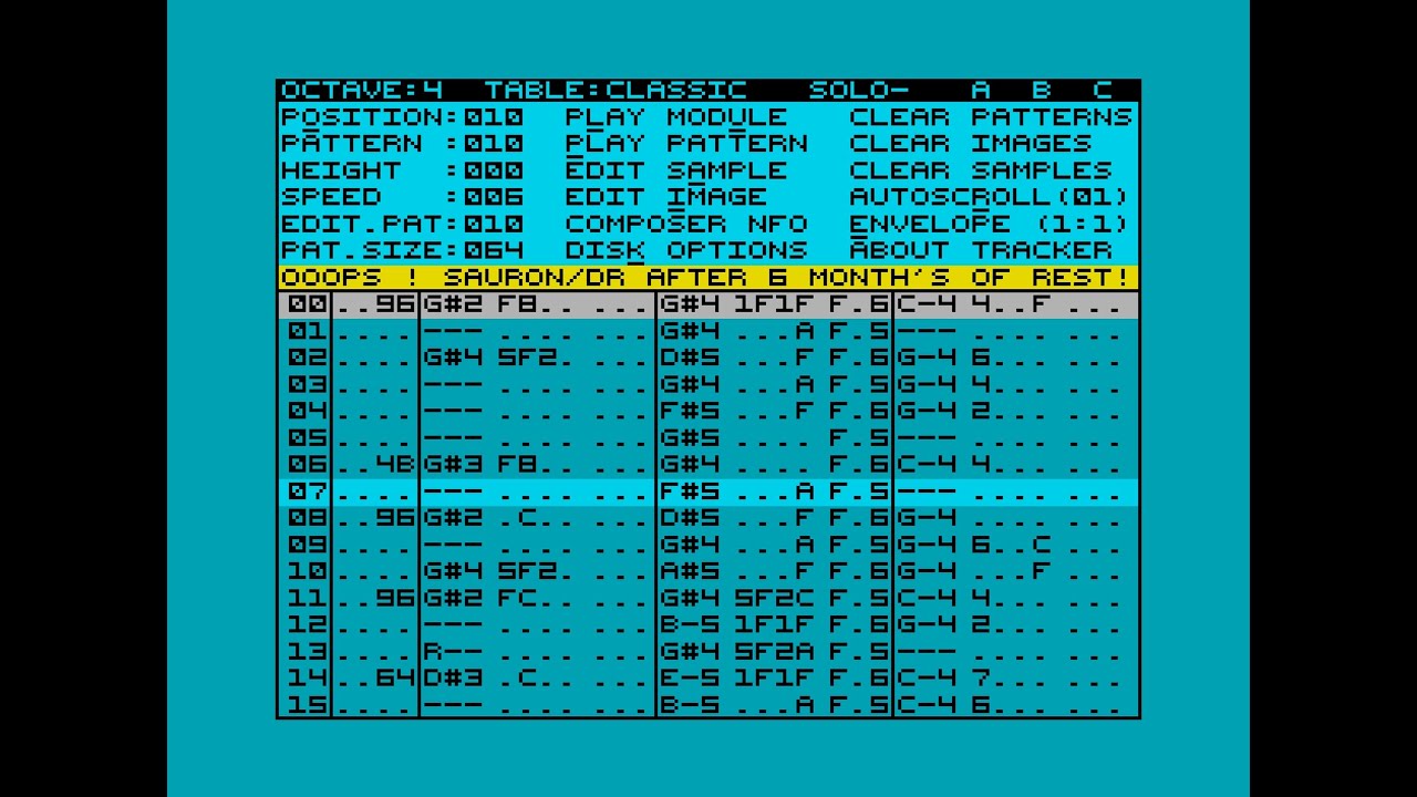 ZX Spectrum Music: "OOOPS!" (Hybrid Song) by Sauron - Fast Tracker 1.08b