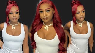 Red Hair Color 🍒 | How to Updo On Wig 🔥 | Tinashe Hair