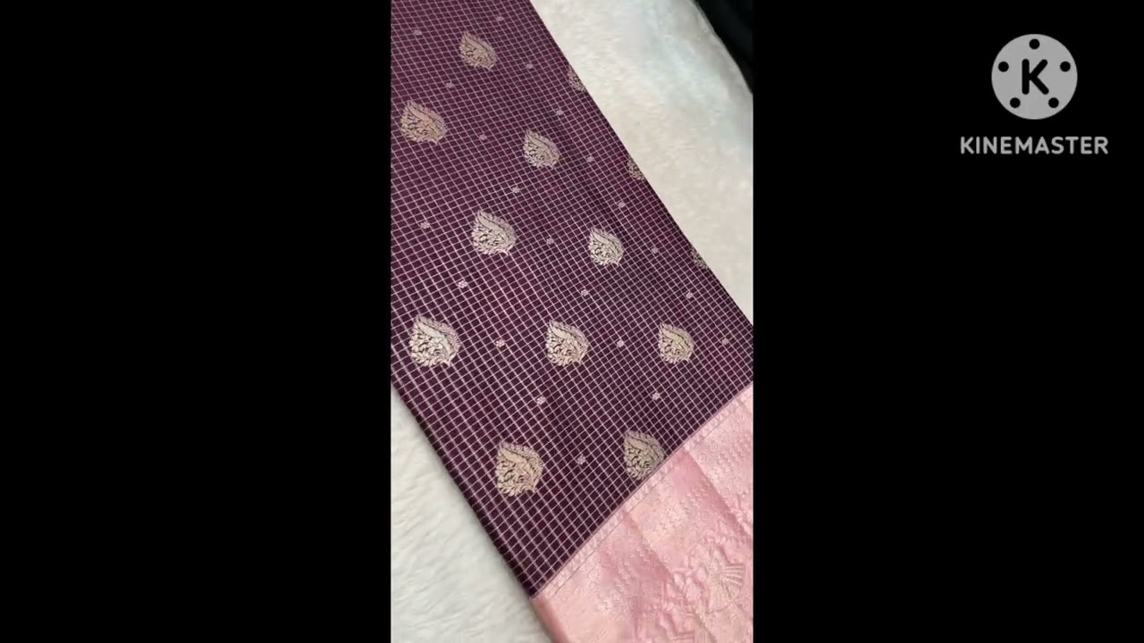 Vintage pattern checks Special design kanchipuram semi silk sarees 