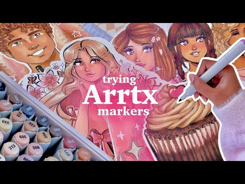 drawing in my sketchbook 🌸 unboxing Arrtx OROS 48 Skin Tone Colours Alcohol Markers set